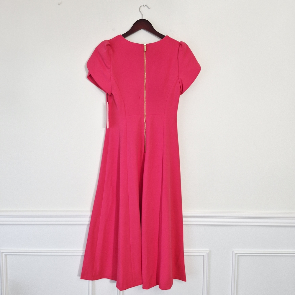 Calvin Klein Hot Pink V-Neck Midi Dress - Picture 4 of 7
